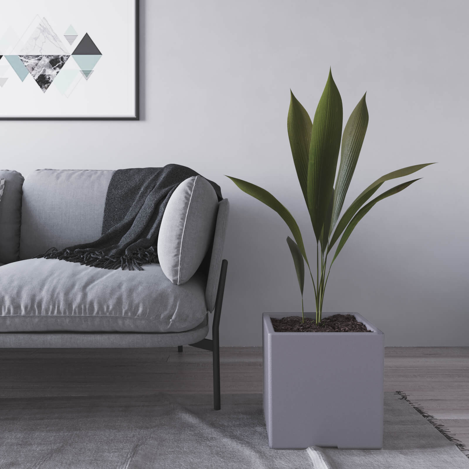 Maceta de plastico Cubo 30x30 color gris grafito 1