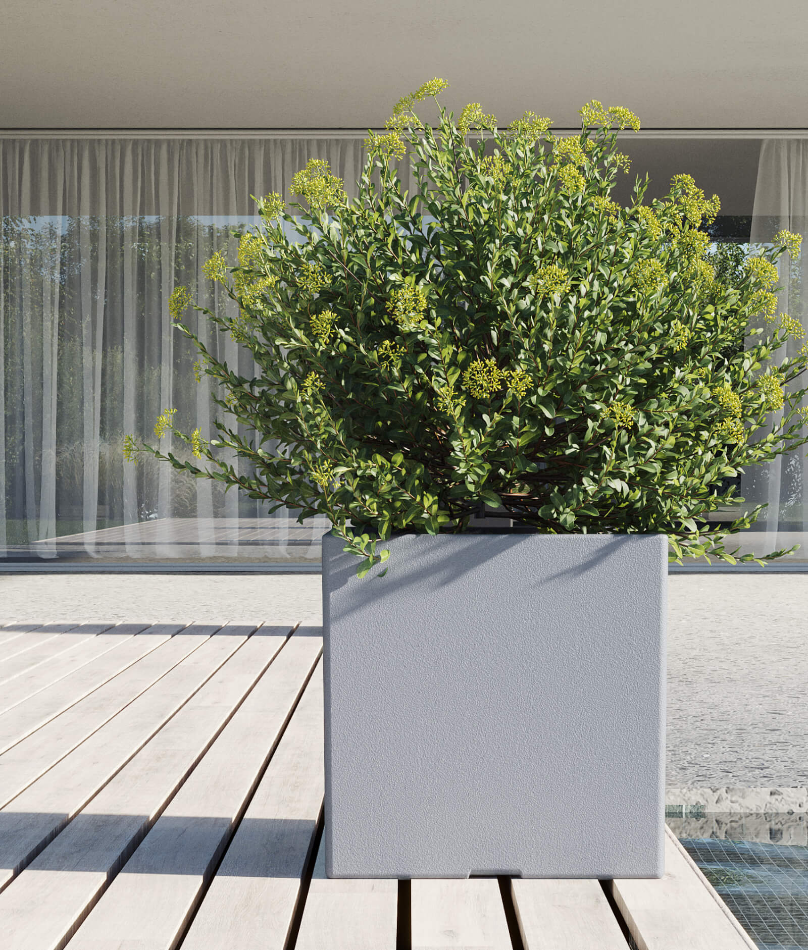 Maceta de plastico Cubo 40x40 color gris perla 1