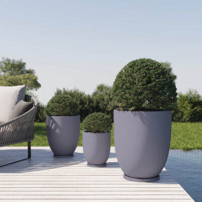 Set De Maceteros Linea Copa 40 55 Y 70 Con Plato