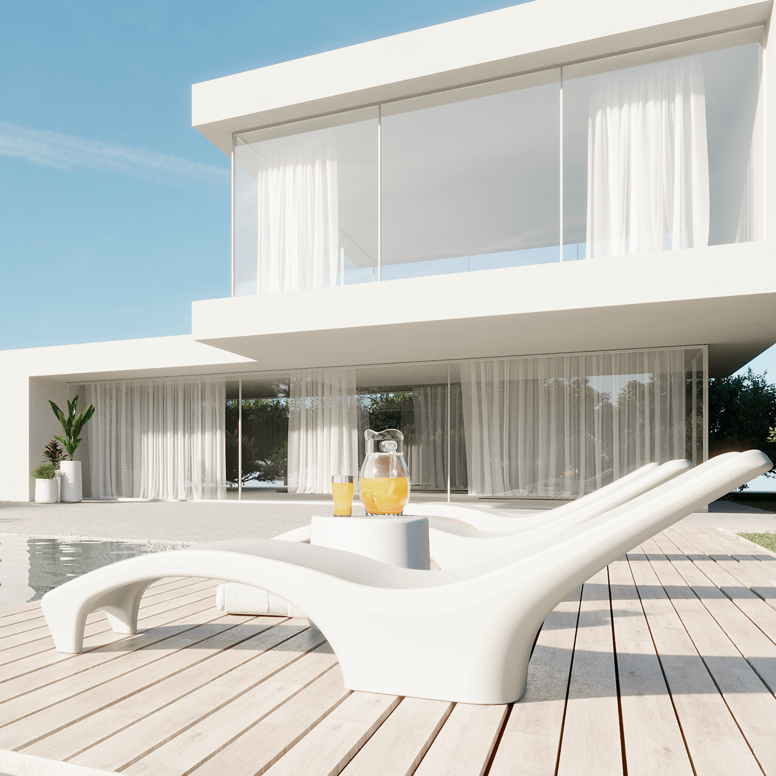 REPOSERA DE PLASTICO PARA PISCINA COLOR BLANCO 3