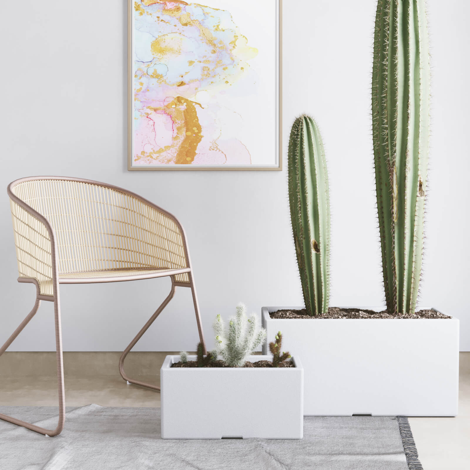 Set macetas de plastico Jardinera color blanco 1