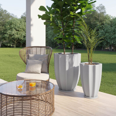 Set De Maceteros Línea Loto 60 Y 75 Con Plato